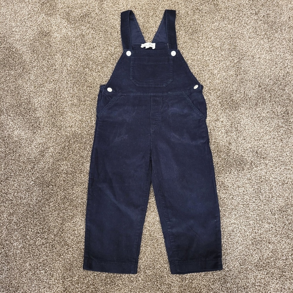 M&H Baby Navy Blue Corduroy Overalls 18-24M Made in Portugal 100% Cotton Bibs